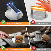 FANGSUN Smashed Burger Press Kit, Stainless Steel Burger Smasher & Grill Spatula for Outdoor Cooking, 5.8” Hamburger Press & 5" BBQ Spatula, Griddle Accessories Kit for Flat Griddle, Grilling Gift - Grill Parts America