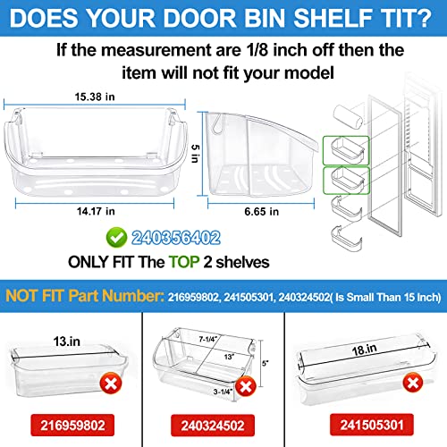 [2 PACK] UPGRADED 240356402 Refrigerator Door Bin Replacement,Compatible with Frigidaire Refrigerator Door Shelf Parts FFSS2615TS0 LFSS2612TF0 LFSS2612TE0 AP2549958 FGHS2631PF4A Door Shelf Shelves - Grill Parts America