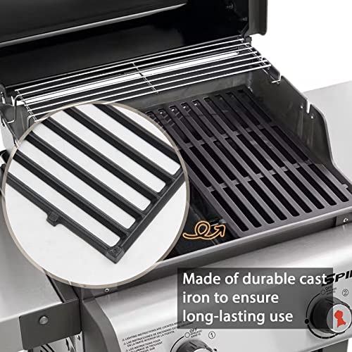 Hongso 17.5" Cast Iron Grill Grates Replacement Parts for Weber Spirit 200 Series, Spirit E-210 S-210, Spirit II 210 Series (2017 and Newer) Gas Grills (with Front-Mounted Control Panels), 7637 PCG637 - Grill Parts America