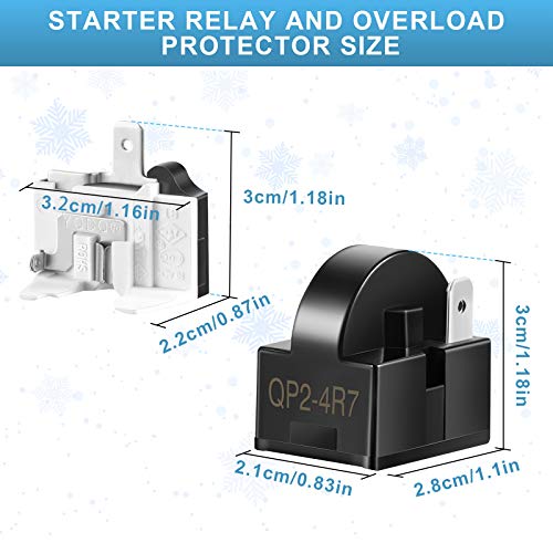 10 Pieces Refrigerator Starters QP2-4R7 4.7 Ohm 1 Pin Refrigerator PTC Starter Relays and 6750C-0005P Refrigerator Overload Protectors Refrigerator Parts Accessories - Grill Parts America
