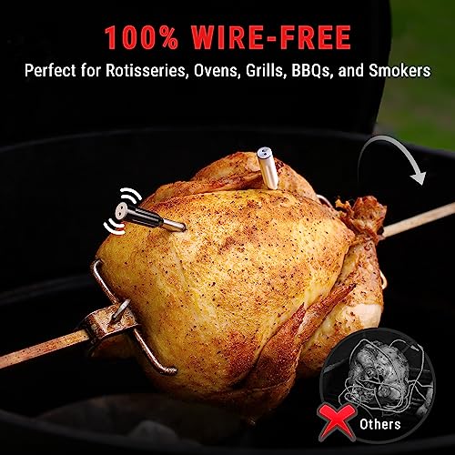ThermoPro Twin TempSpike 500FT Truly Wireless Meat Thermometer with 2 Meat Probes, Bluetooth Meat Thermometer with LCD-Enhanced Booster, Meat Thermometer Wireless for Rotisserie BBQ Grill Oven Smoker - Grill Parts America