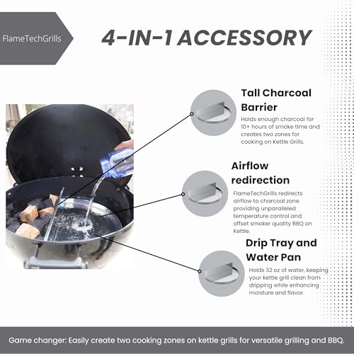 FlameTechGrills Charcoal Basket and Drip Tray for Weber Jumbo Joe Charcoal Grill 18 Inch - All in One - Grill Parts America