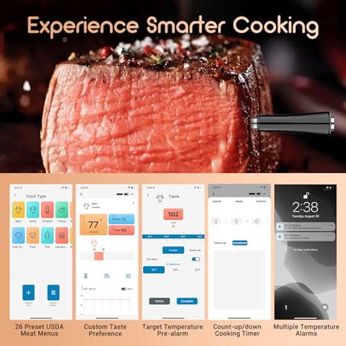 INKBIRD Wireless Meat Thermometer INT-11P-B, Bluetooth Meat Thermometer for Grilling and Smoking, IP 67 Waterproof Wireless Meat Probe for BBQ Oven Grill Smoker Cooking Thermometer Gifts for Man - Grill Parts America
