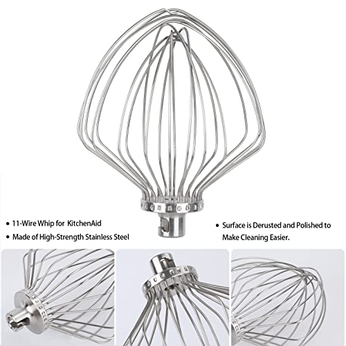 11-Wire Whip Attachment for KitchenAid Stand Mixer Fit 5 and 6