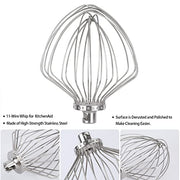 11-Wire Whip Attachment for KitchenAid Stand Mixer Accessory Replacement,KN211WW Kitchenaid Whisk Attachment Fit 5 and 6 Quart Lift Stand Mixer,Egg Cream Stirrer,Flour Cake Balloon Whisk. - Kitchen Parts America