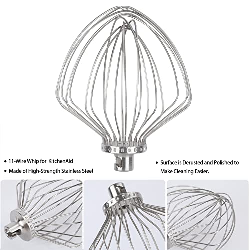 Stainless Steel 6 Wire Whisk Whip Attachment for KitchenAid