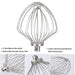 11-Wire Whip Attachment for KitchenAid Stand Mixer Accessory Replacement,KN211WW Kitchenaid Whisk Attachment Fit 5 and 6 Quart Lift Stand Mixer,Egg Cream Stirrer,Flour Cake Balloon Whisk. - Kitchen Parts America
