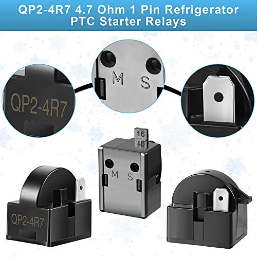 10 Pieces Refrigerator Starters QP2-4R7 4.7 Ohm 1 Pin Refrigerator PTC Starter Relays and 6750C-0005P Refrigerator Overload Protectors Refrigerator Parts Accessories - Grill Parts America