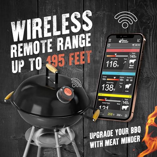 Meat Minder Pro Wireless Grill Smoker Smart Thermometer Upgrade Replacement with Food Probes 195ft Range iOS Andriod Free Smart APP Auto Reconnect Bluetooth Alarms - Grill Parts America