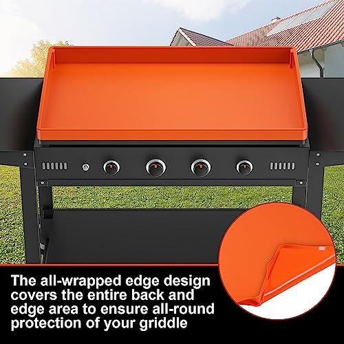 36" Silicone Griddle Mat, Upgrade Full-edge Griddle Top Covers for Blackstone 36 Inch, All Season Cooking Protective Cover, Protect Griddle from Rodents, Insects, Debris and Rust (Orange) - Grill Parts America