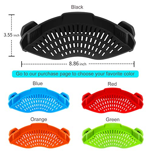 AUOON Clip On Strainer Silicone for All Pots and Pans, Pasta Strainer Clip on Food Strainer for Meat Vegetables Fruit Silicone Kitchen Colander - Grill Parts America