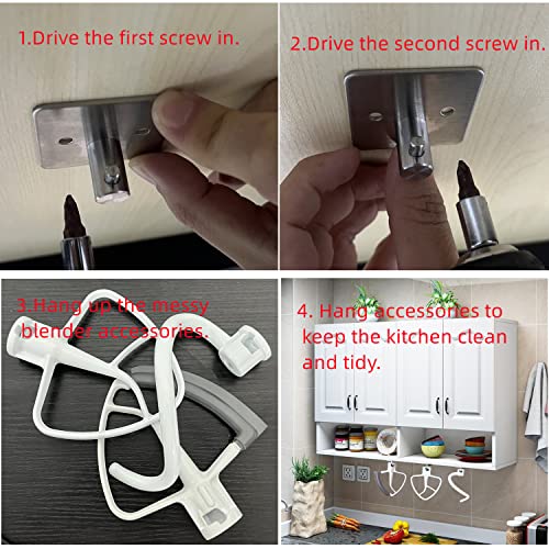  KLOWOAH Stand Mixer Attachment Holder Compatible with Kitchenaid  Attachments,for Flat Beater,Flex Edge Beater,Wire Whip,Dough  Hooks,Stainless Steel Hangers (Pack of 4): Home & Kitchen