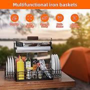 Grill Caddy BBQ Caddy with Paper Towel Holder Kitchen Organization Outdoor Camping Condiment Picnic Accessories Storage Organizer Easy to Disassemble Rv Barbecue Utensil Holder Upgraded Version - Grill Parts America