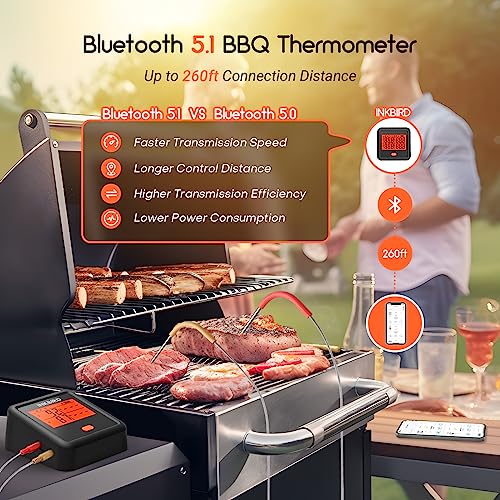 BFOUR Bluetooth Meat Thermometer Wireless Meat Thermometer, Wireless  Digital Grill Thermometer with 6 Temperature Probes, Large LCD Display,  Bluetooth