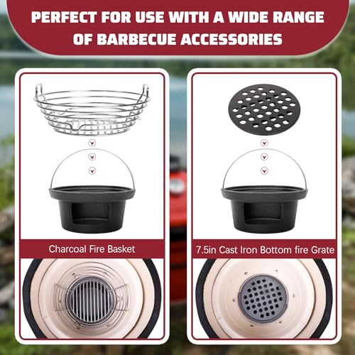 Cast Iron Ash Can with Handle for Kamado Joe Junior Grill, High Temperature Resistance Heavy Cast Iron Charcoal Ash Collector for Kamado Joe JR Accessories - Grill Parts America