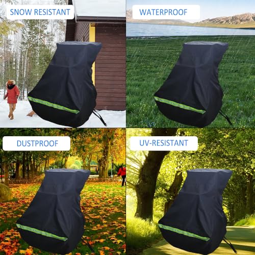 Chikia Large 600D Heavy Duty Snow Blower Waterprrof Cover Snowblower Compatible with Cub Cadet,Troy-Bilt,Ariens,Husqvarna Snow Blower Windproof Outdoor Cover with Storage (67" L x 51" W x 31" H) - Grill Parts America