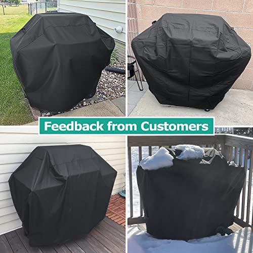 SunPatio Grill Cover 55 Inch, Outdoor Heavy Duty Waterproof Barbecue Gas Grill Cover, UV & Fade Resistant, All Weather Protection Compatible for Weber Charbroil Nexgrill Kenmore Grills and More, Black - Grill Parts America