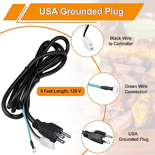 8 Feet Power Cord Replacement Parts Compatible with Pit Boss, Traeger