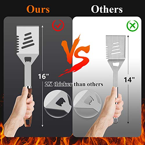 ROMANTICIST 27pcs Heavy Duty BBQ Tools Gift Set for Men Dad, Extra Thick Stainless Steel Grill Utensils with Meat Claws, Grilling Accessories Kit in Portable Carrying Bag for Camping, Backyard Brown - Grill Parts America