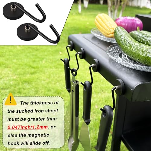SKNOOY 4 Pack Heavy Duty Magnetic Grill Hooks, Magnet Hooks for Grill Utensils, Rust Proof Outdoor Magnetic Tools Hangers, Powerful Magnetic Hooks for BBQ Tools Refrigerator Locker Kitchen Office - Grill Parts America