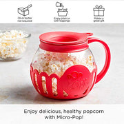 Ecolution Patented Micro-Pop Microwave Popcorn Popper with Temperature Safe Glass, 3-in-1 Lid Measures Kernels and Melts Butter, Made Without BPA, Dishwasher Safe, 1.5-Quart, Red - Grill Parts America
