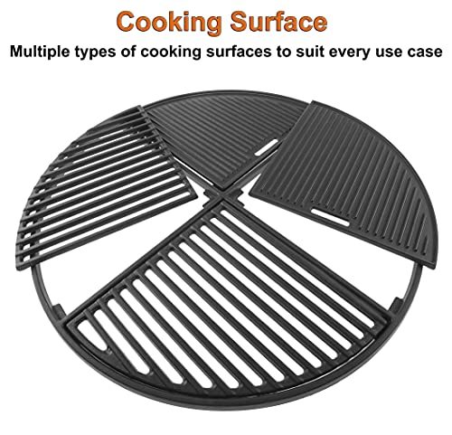 21.5” Cast Iron Grill Grate for Weber Original Kettle Premium 22" Charcoal Grill and Smokers, Replacement for Weber 22" Performer Premium Grill, Two types of cooking surfaces, Modular Fits 22" Grills - Grill Parts America