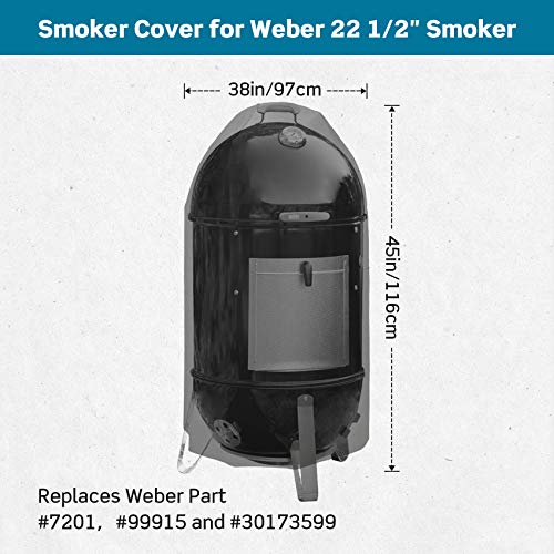 Stanbroil Premium Cover for 22" Smokey Mountain Cooker, Round Smoker Grill Cover Replaces Weber Part # 7201 and 99915, Black - Grill Parts America
