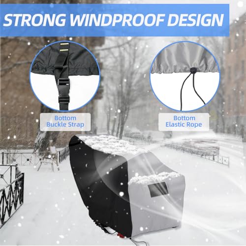Zenicham Snow Blower Cover, 600D Heavy Duty Waterproof Snow Thrower Cover with Air Vent, Universal Fit Most Two-Stage Snowblower (50" L x 33" W x 40" H) Black & Gray - Grill Parts America