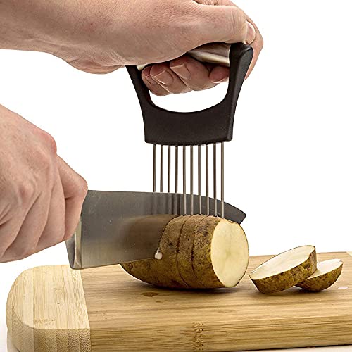 Onion Holder for Slicing Vegetable Tomato Lemon Meat Holder Slicer Tools  Cutter Stainless Steel Cutting Slicer