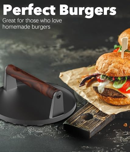 Griddle Accessories for Blackstone, 12-inch Melting Dome Stainless Steel Basting Cover and 7.28'' Cast Iron Burger Press - Griddle Accessories for Flat Top Grill, Perfect for Indoor and Outdoor - Grill Parts America