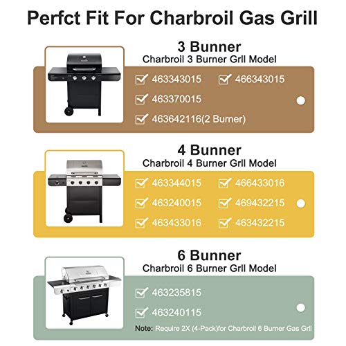 Grill Replacement Parts for Charbroil 463344015, 463343015, 463433016, 463240015, 463432215 Gas Grill, Stainless Steel Heat Plate Shields, Crossover Tubes Grill Burner for Charbroil 4 Burner Grill - Grill Parts America
