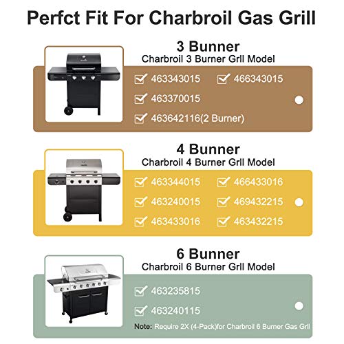 Grill Replacement Parts for Charbroil 463344015, 463343015, 463433016, 463240015, 463432215 Gas Grill, Stainless Steel Heat Plate Shields, Crossover Tubes Grill Burner for Charbroil 4 Burner Grill - Grill Parts America