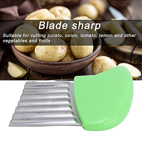Stainless Steel Wavy Blade Chips Cutter,Potato Cutter Crinkle Cut Potato Chips Cutter Vegetable Chopper Kitchen Tools for Vegetables Potatoes (green) - Kitchen Parts America