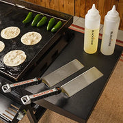 Blackstone 5322 Griddle Kit (6-Piece) Scraper, Heavy Duty BBQ Tongs, Barbecue Metal Hamburger Spatula (2) & Batter Dispenser & Mixer Bottle – Grilling Tools & Accessory, No Size, Black - Grill Parts America