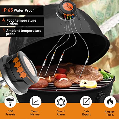Meat Minder Pro Wireless Grill Smoker Smart Thermometer Upgrade Replacement with Food Probes 195ft Range iOS Andriod Free Smart APP Auto Reconnect Bluetooth Alarms - Grill Parts America