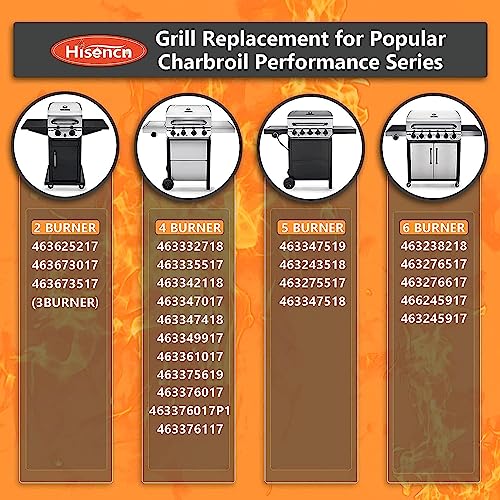 Hisencn Grill Replacement Parts for Charbroil Performance 5 Burner, 304 Stainless Steel Grill Parts for Charbroil 463347519, 463347518, 463361017, Replacement Parts for G470-5200-W1, G470-0004-W1 - Grill Parts America