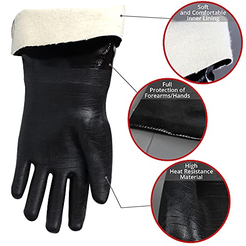 Artisan Griller BBQ Heat Resistant Insulated Smoker, Grill, Fryer, Oven, Brewing, Cooking Gloves. Great for Barbecue/Frying/Grilling – Waterproof, Fire&Oil Resistant Neoprene-1 pair (Size 10/XL - 14”) - Grill Parts America