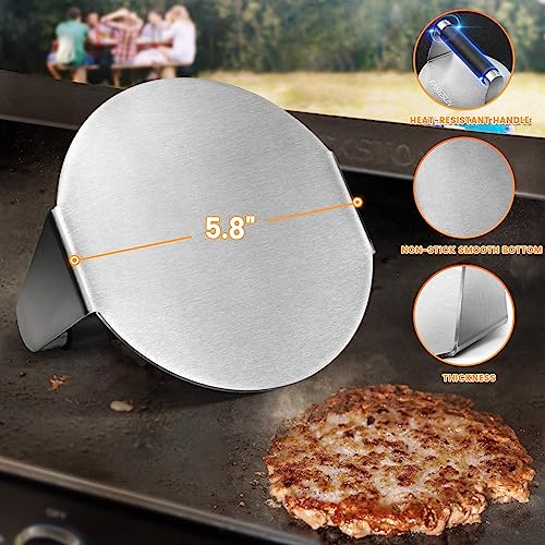 FANGSUN Smashed Burger Press Kit, Stainless Steel Burger Smasher & Grill Spatula for Outdoor Cooking, 5.8” Hamburger Press & 5" BBQ Spatula, Griddle Accessories Kit for Flat Griddle, Grilling Gift - Grill Parts America