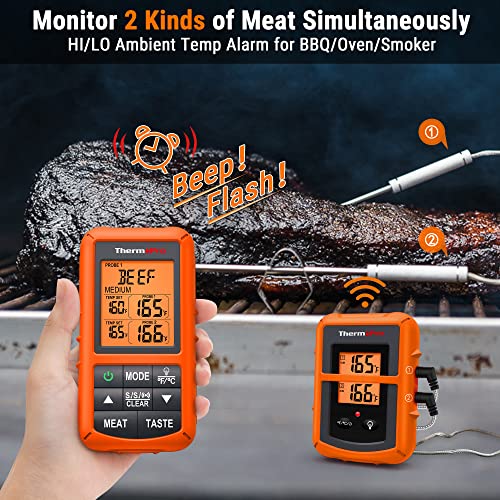 ThermoPro TP20 Wireless Meat Thermometer with Dual Meat Probe, Digital Cooking Food Meat Thermometer Wireless for Smoker BBQ Grill Thermometer - Grill Parts America