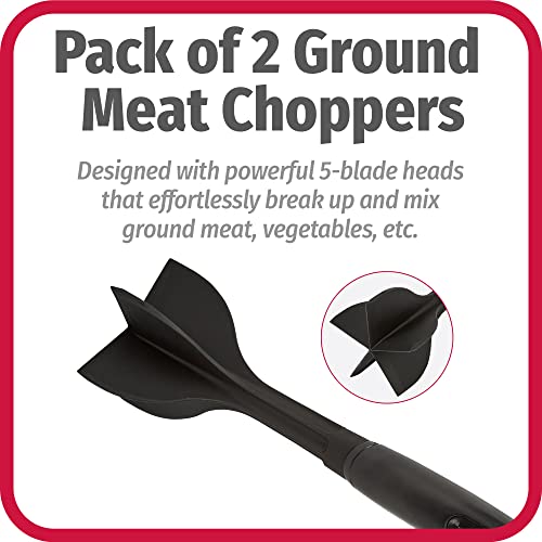TMEDW Meat Chopper, 5 Curve Blades Ground Beef Masher, Heat Resistant Meat Masher Tool for Hamburger Meat, Ground Beef, Turkey and More, Nylon