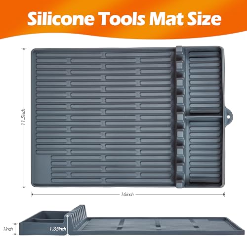 3 in 1 Grill Side Shelf Mat, Heat Resistant Spatula Mat, BBQ Grill Tool Mat,  Silicone