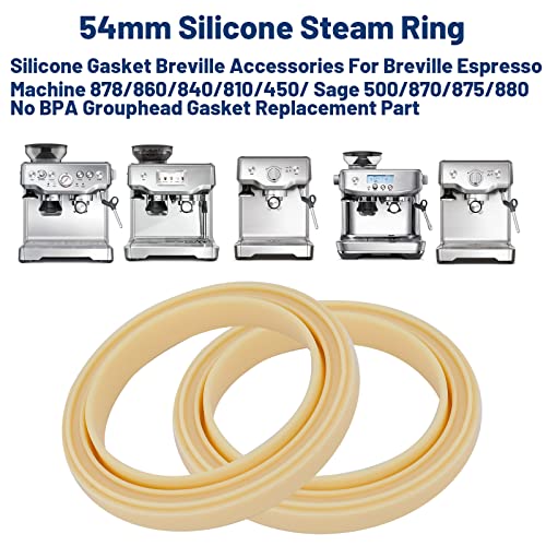 54mm Silicone Steam Ring, 2Pcs Silicone Gasket Breville Accessories For Breville Espresso Machine 878/870/860/840/810/500/450/ Sage 500/870/875/880/810/878 No BPA Grouphead Gasket Replacement Part - Kitchen Parts America