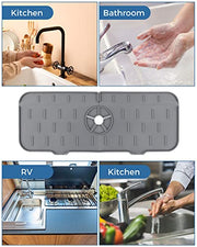 Kitchen Sink Splash Guard - Silicone Faucet Handle Drip Catcher Tray, Dish Soap Dispenser and Sponge Holder Mat Behind Faucet, Kitchen Guard Gadgets Sink Accessories for Kitchen Counter and Bathroom - Grill Parts America