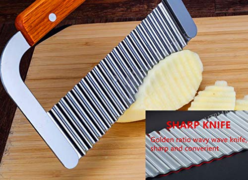 Crinkle Potato Cutter, Wavy Chopper Knife, Upgraded Stainless Steel Blade, Safe Kitchen Tools Wavy Slicer for Fruit, Vegetable, Carrot, Potato - Kitchen Parts America