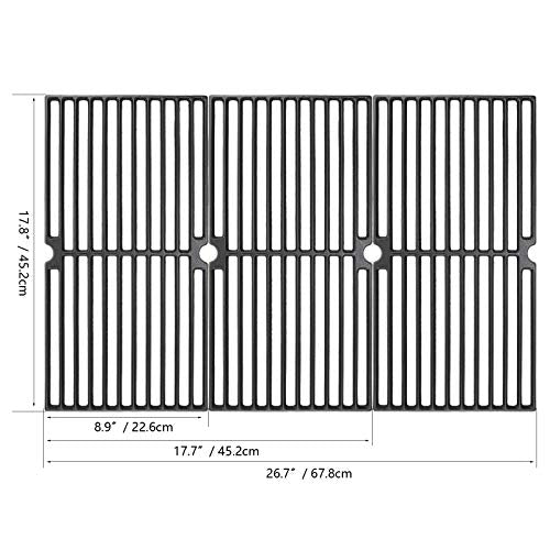 Hisencn 17.75 Inch Cooking Grate for Brinkmann Grill Replacement Parts, 810-2410-S, 810-2511-S, 810-8411-5, 810-7490-F, 810-8410-F, 810-8411-C, Porcelain Cast Iron Cooking Grids 17.75" x 26.7", 3-Pack - Grill Parts America