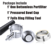 51 mm coffee strainer with filter basket and wooden handle, replacement compatible with Delonghi EC680 EC685 coffee machines + magnetic espresso funnel for strainer, dispensing ring 51 mm - Kitchen Parts America
