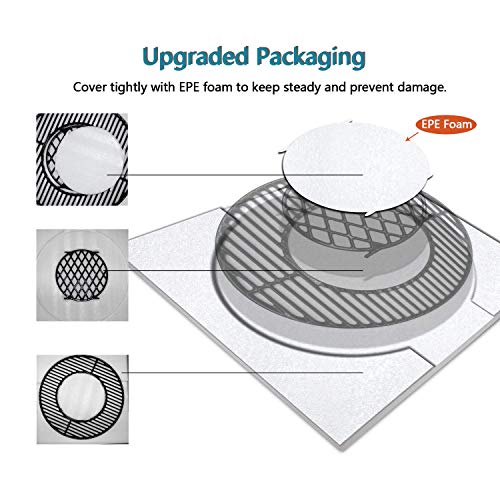 Hongso 8835 21.5 Inch Non-Stick Polished Porcelain Coated Grill Grates for Weber Original Kettle Premium 22 Inch Charcoal Grill, 22" Weber Performer Premium, Deluxe Charcoal Grill, 22'' Smokers - Grill Parts America