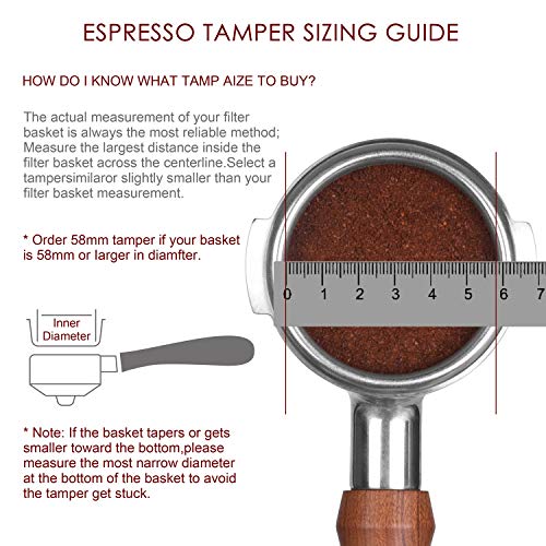 58mm Espresso Tamper, SANTOW Barista Coffee Tamper with Flat Stainless Steel Base – Professional Espresso Hand Tamper - Kitchen Parts America