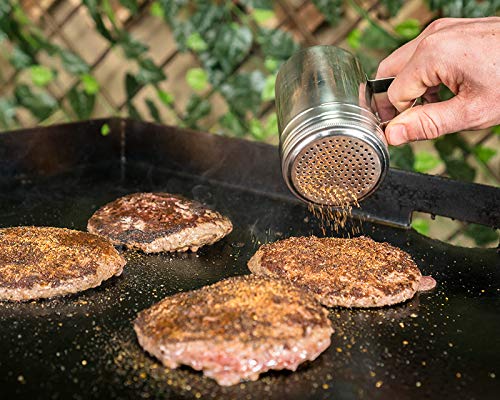 Blackstone 5072 10 Oz Stainless Steel Handle 2 Pack Versatile Dredge Shaker with Lid for Sugar, Cinnamon, Pepper, Salt, Seasonings, Spice Can Container Tins for Home, Café, Restaurant - Grill Parts America