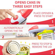 Kitchen Mama Auto Electric Can Opener: Open Your Cans with A Simple Push of Button - Automatic, Hands Free, Smooth Edge, Food-Safe, Battery Operated, YES YOU CAN (Red) - Grill Parts America